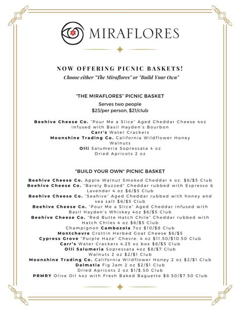 Miraflores Winery Wine Flight Menu – Miraflores Winery