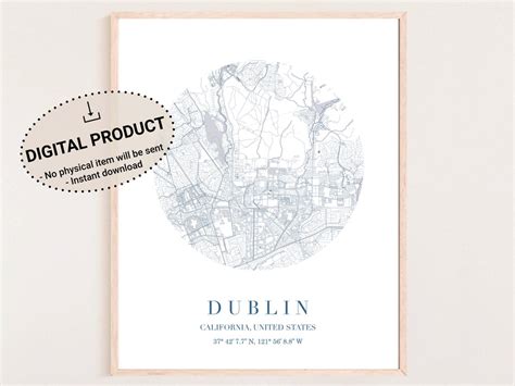 Dublin CA Map Digital Download Dublin California Map Download Dublin CA Poster Dublin CA Map ...