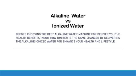 PPT - Alkaline Water vs Ionized Water PowerPoint Presentation, free ...