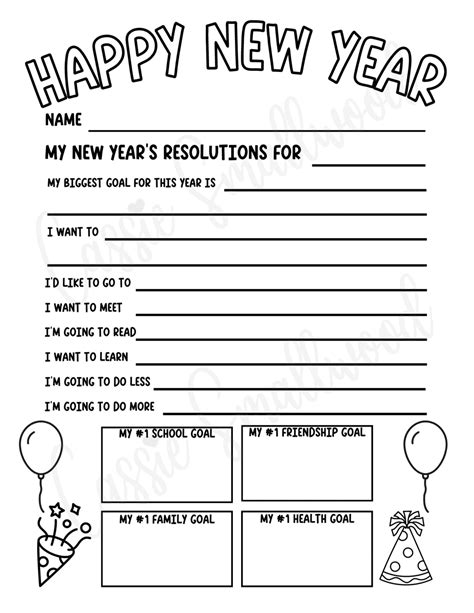 Cute New Year's Resolution Worksheets (Free Printable) - Cassie Smallwood