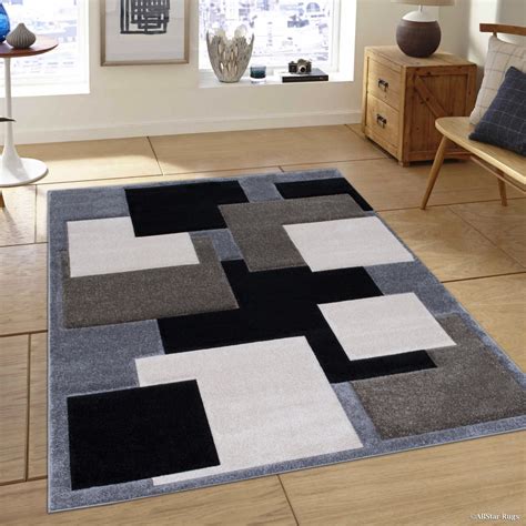 Allstar Grey Modern Geometric square Contemporary design Area Rug (5' 2" x 7' 2") - Walmart.com ...