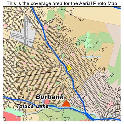 Aerial Photography Map of Burbank, CA California