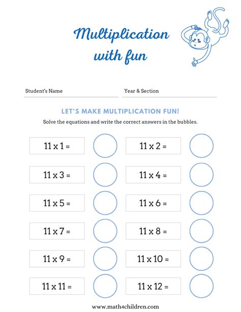 11 times tables worksheets pdf | 11 multiplication table