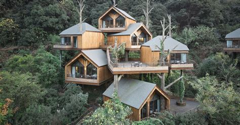 WH studio constructs cluster of treehouse cabins at senbo resort ...