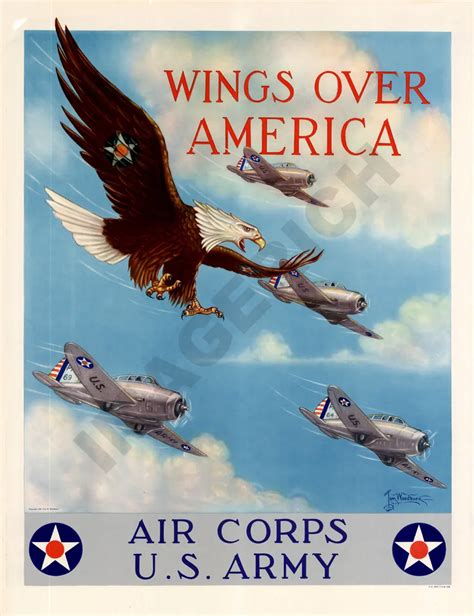 Aliexpress.com : Buy WINGS OVER AMERICA AIR FORCE WW2 Vintage Retro Kraft Decorative Poster DIY ...