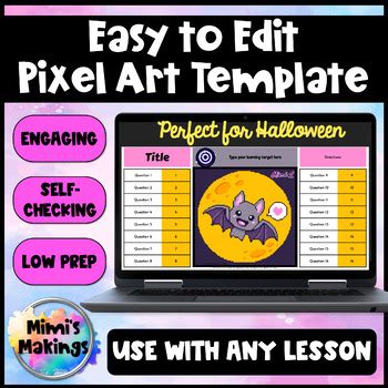 Easy to Use Editable Google Sheets™ Pixel Art Template - Halloween Theme