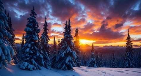 Premium AI Image | A majestic winter landscape wallpaper featuring a ...