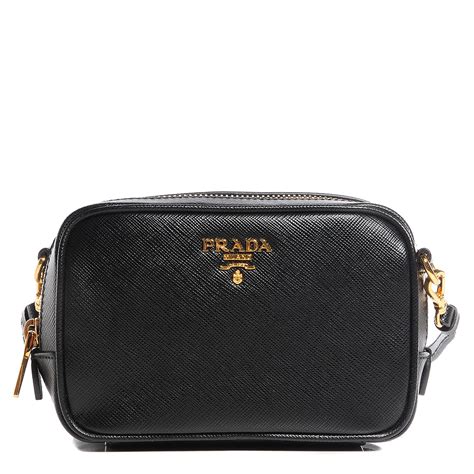 PRADA Saffiano Mini Camera Crossbody Bag Nero Black 93370