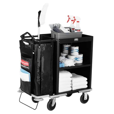 Rubbermaid 9T60 Metal Compact Housekeeping Cart (FG9T6000BLA) | Hotel ...