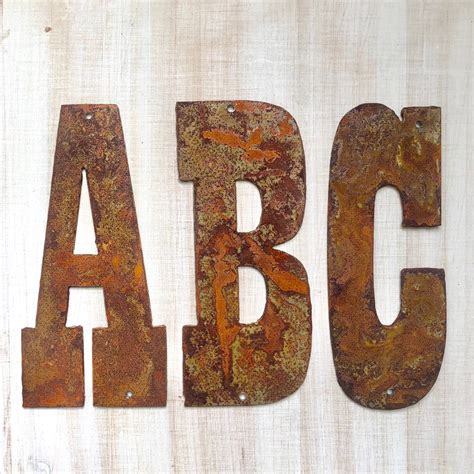 4 Rusty Rustic Rusted Metal Letters Make your own | Etsy