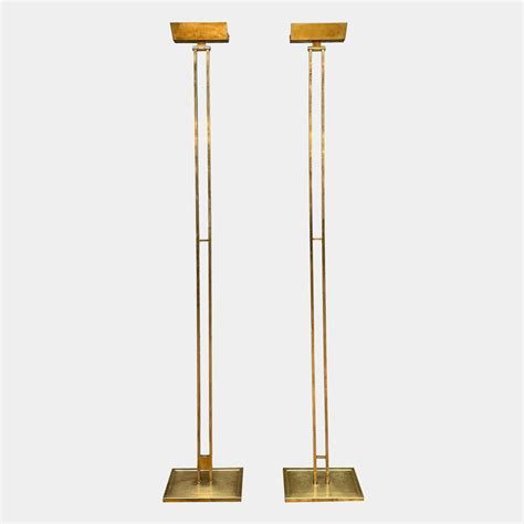 A Pair of Tall French Brass Uplighter Floor Lamps | Marmorea London