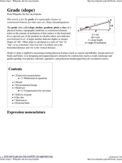 Grade (Slope) - Wikipedia, The Free Encyclopedia | Land Transport ...