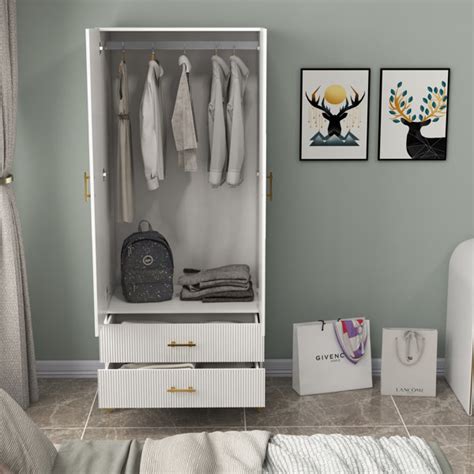 Mercer41 Rebbekah white wardrobe closet with doors and drawers,armoire ...