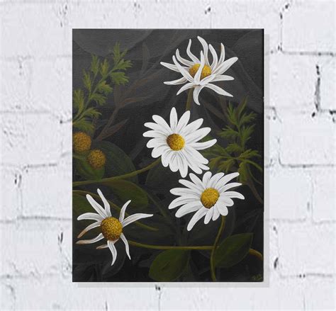 Daisy Painting White Daisies Original Contemporary Art White | Etsy