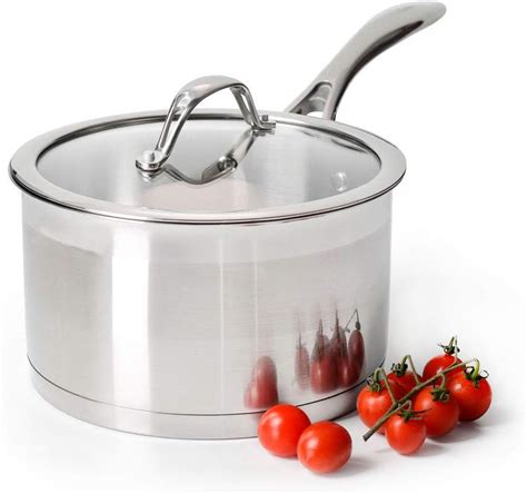 ProCook Professional Stainless Steel Saucepan with Lid - 20cm / 3.6L - Large Induction Pan with ...