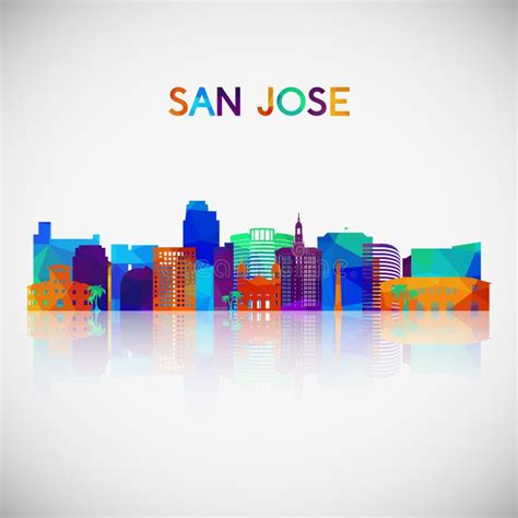 San Jose Skyline Silhouette in Colorful Geometric Style. Stock Vector - Illustration of house ...