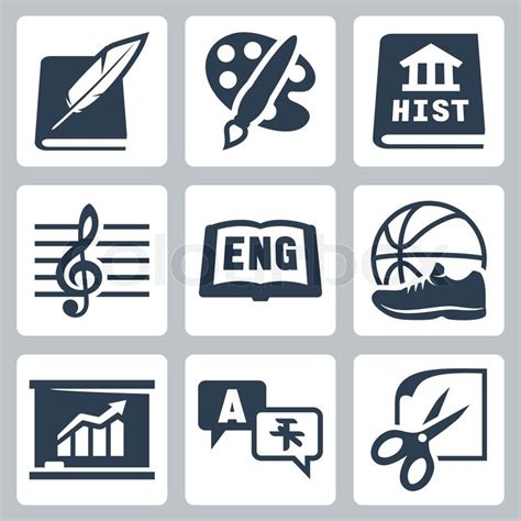 Vector school subjects icons set: ... | Stock vector | Colourbox