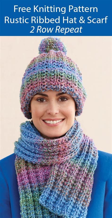 Free Knitting Pattern Rustic Ribbed Hat and Scarf 2 Row Repeat ...