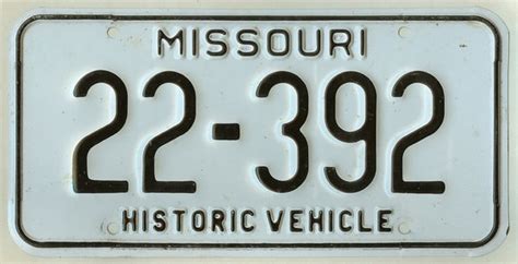 Missouri historic vehicle license plate #22-392 | Kansas License Plates