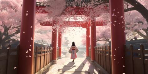 Premium AI Image | A japanese cherry blossom seasons scene in anime movie