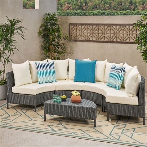 Hampton Outdoor 4 Seater Wicker Sofa Set with Cushions, Grey, White - Walmart.com