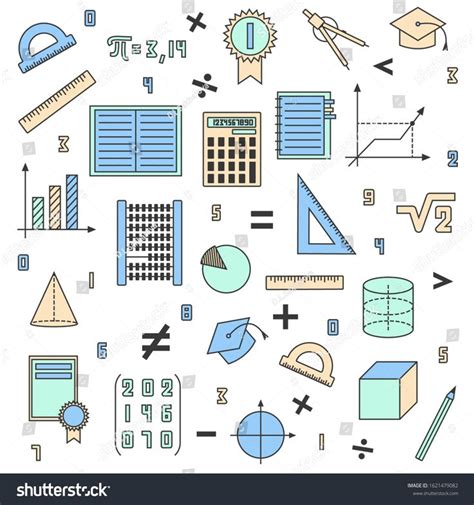 Mathematical background. Color set of math elements. Symbols of ...