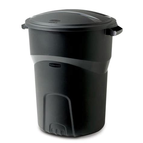 Rubbermaid Roughneck 32 Gal. Black Round Trash Can with Lid-2008186 ...