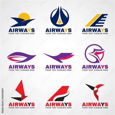 Airway logo (bird and airplane flying) vector set design Stock Vector ...