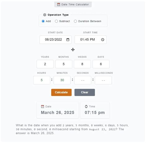 Date Time Calculator