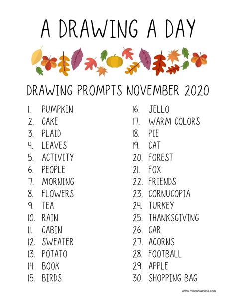 Drawing Prompts November 2023