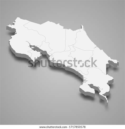 3d Map Costa Rica Borders Regions Stock Vector (Royalty Free) 1717850578 | Shutterstock