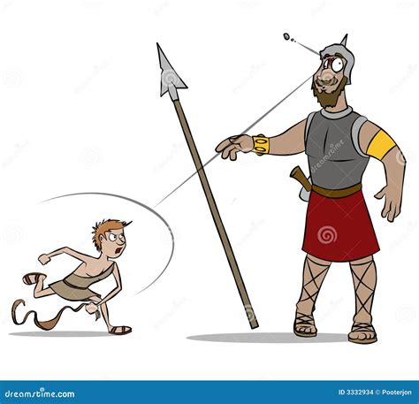 David And Goliath. Silhouette, Hand Drawn. Cartoon Vector ...