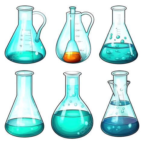 A Set Of Flasks For Chemistry Experiments, Flask, Chemistry, Science PNG Transparent Image and ...