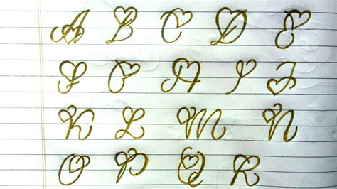 Heart Font letters with glitter gel pen | Lettering alphabets ...