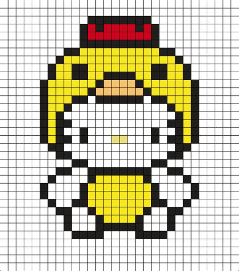 Hello Kitty In A Chicken Costume(I Messed Up ) Kandi Pattern | Easy pixel art, Pixel art pattern ...