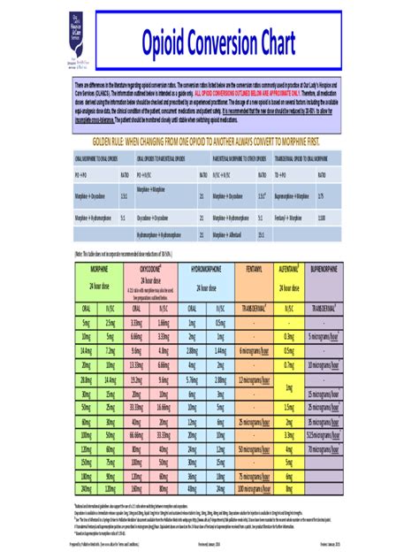 Opioid Conversion Chart - 4 Free Templates in PDF, Word, Excel Download