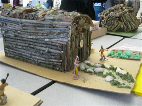 Indian Longhouse: Becca's school project Twigs were glued on over a large shoe box. Bark and ...