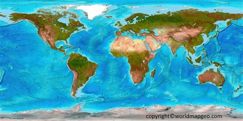 World Topographic Map 3D Colors in Labeled & Interactive