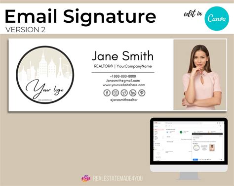 Email Signature V2 Editable in Canva Custom Gmail Signature | Etsy | Email signatures, Email ...