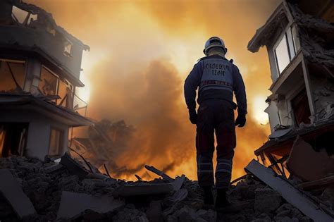 Premium Photo | Rescuers in uniform and helmets dismantle the rubble of ...