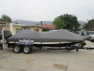 Sponsered Pro Bass Fisherman Custom Tow Cover For 23' Champion Boat in Sunbrella Charcoal Grey