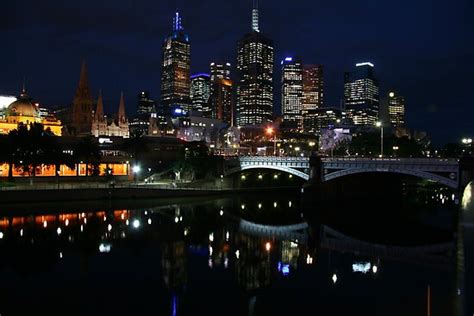 "Melbourne city skyline at night" by Sangeeta | Redbubble