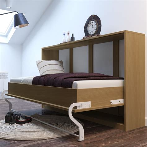 Bed 90 x 200 cm Horizontal Beech Cabinet Folding Wall Bed: Amazon.co.uk: Kitchen & Home