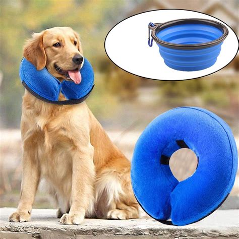 Oscrobie Pet Inflatable Elizabethan Collar Soft Adjustable Wound ...