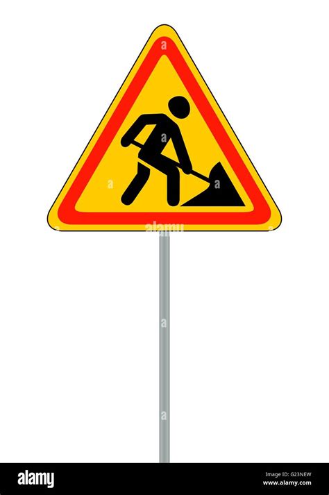 Road signs. Roadworks. Vector Illustration on White Stock Vector Image ...