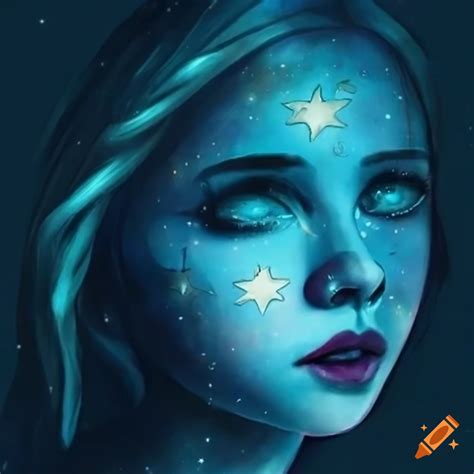 Girl with stars in her eyes in a sketch art style on Craiyon