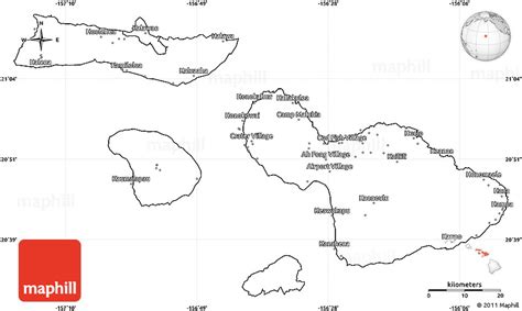 Blank Simple Map of Maui County