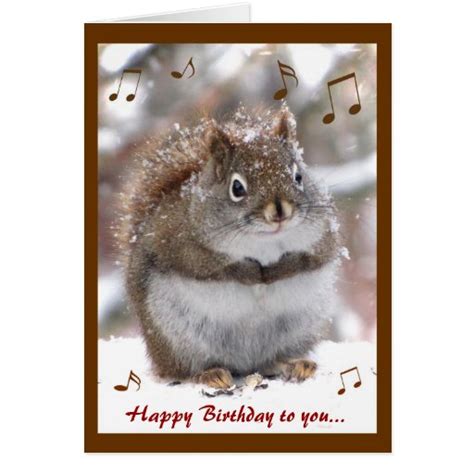 Singing Squirrel Birthday Greeting Card | Zazzle