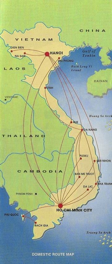 Vietnam Airlines March 28, 1999 Route Map