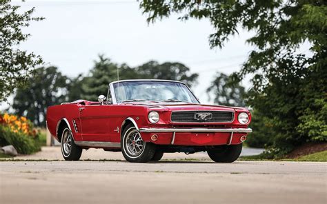 Desktop Wallpapers Ford Mustang 1966 Cabriolet Red Retro 3840x2400